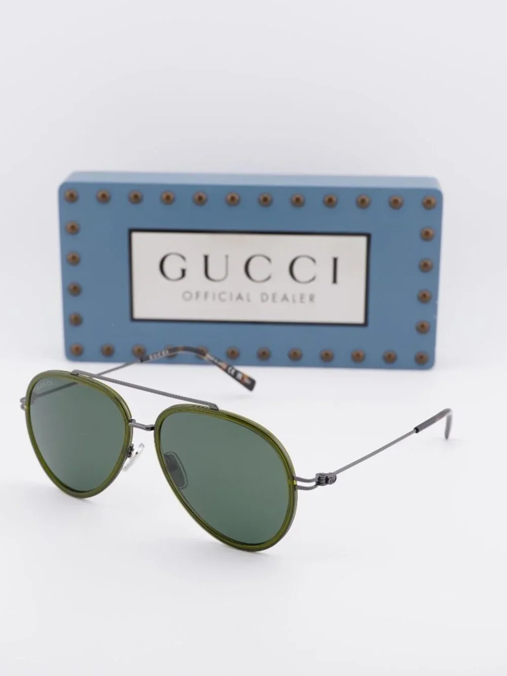 Gucci GG1981S 004 Aviator Sunglasses - Green/Grey\ Green